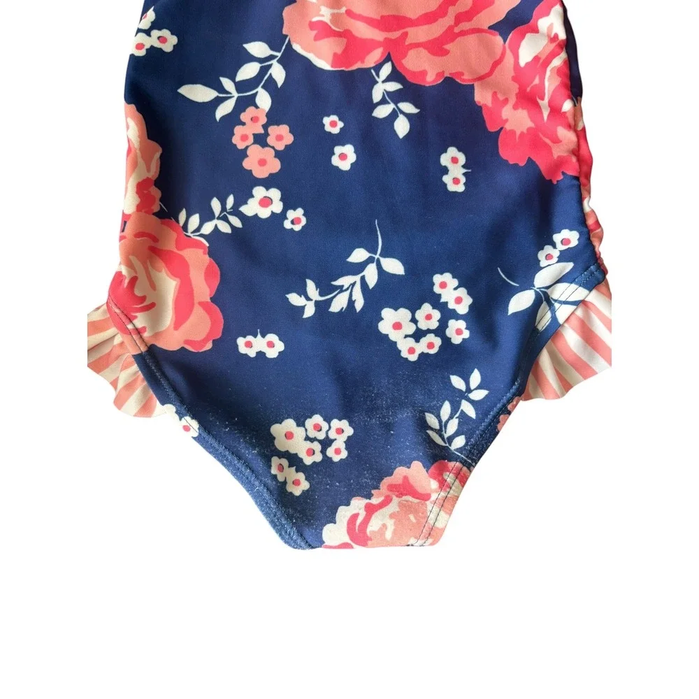 Millie Loves Lily Girls 24 Months One Piece Swimsuit Blue Floral Ruffle Fair